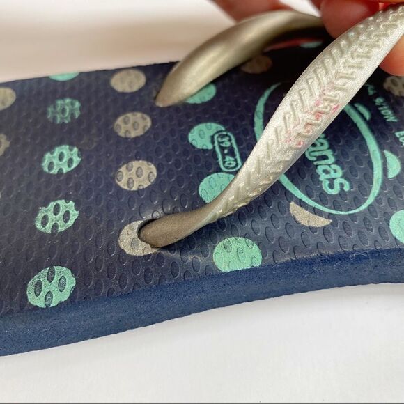 Havaianas Flip Flops Navy Blue Silver Polkadot Women’s 9 - Picture 5 of 8